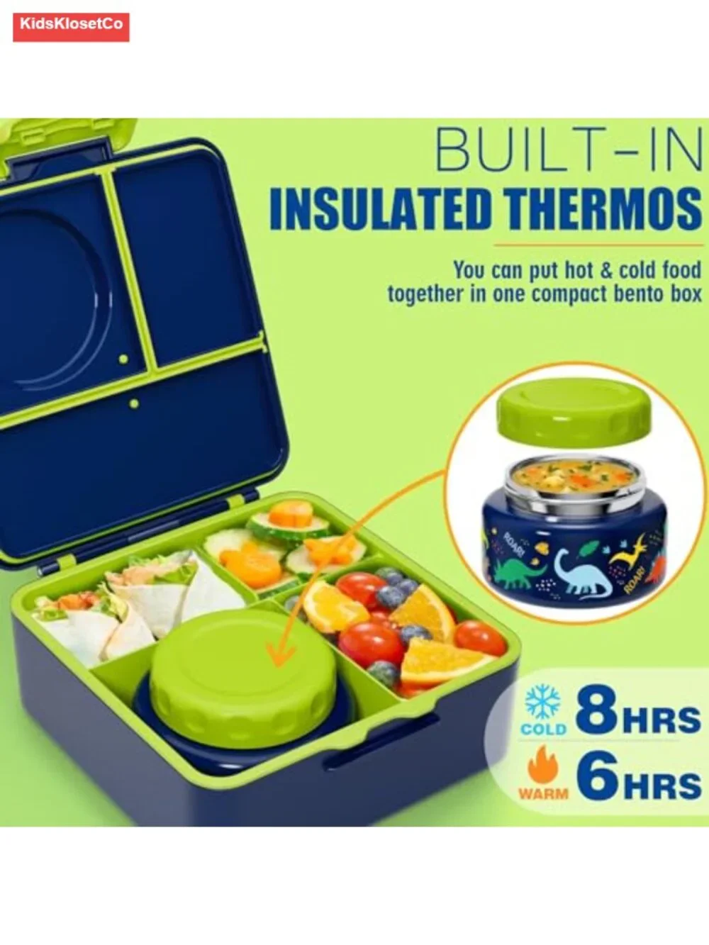 Kids Bento Lunch Box Leakproof with Thermo & Utensils